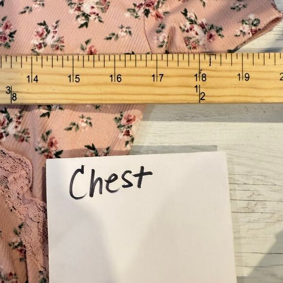 VTG Charlottee Russe Y2K Large pink floral lace babydoll blouse cottage coquette - Picture 5 of 6